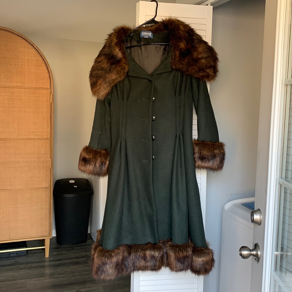 Vintage Emerald Green Christmas Coat XL